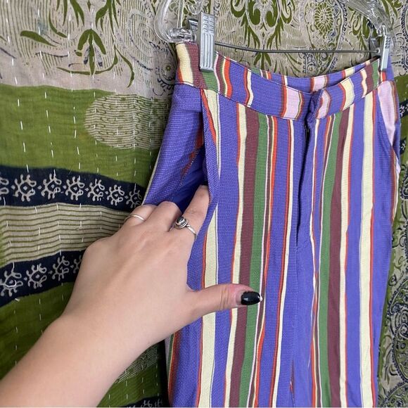 Free People La Paz Slim Crop Multicolored Striped Pants Size 6 - Picture 4 of 16